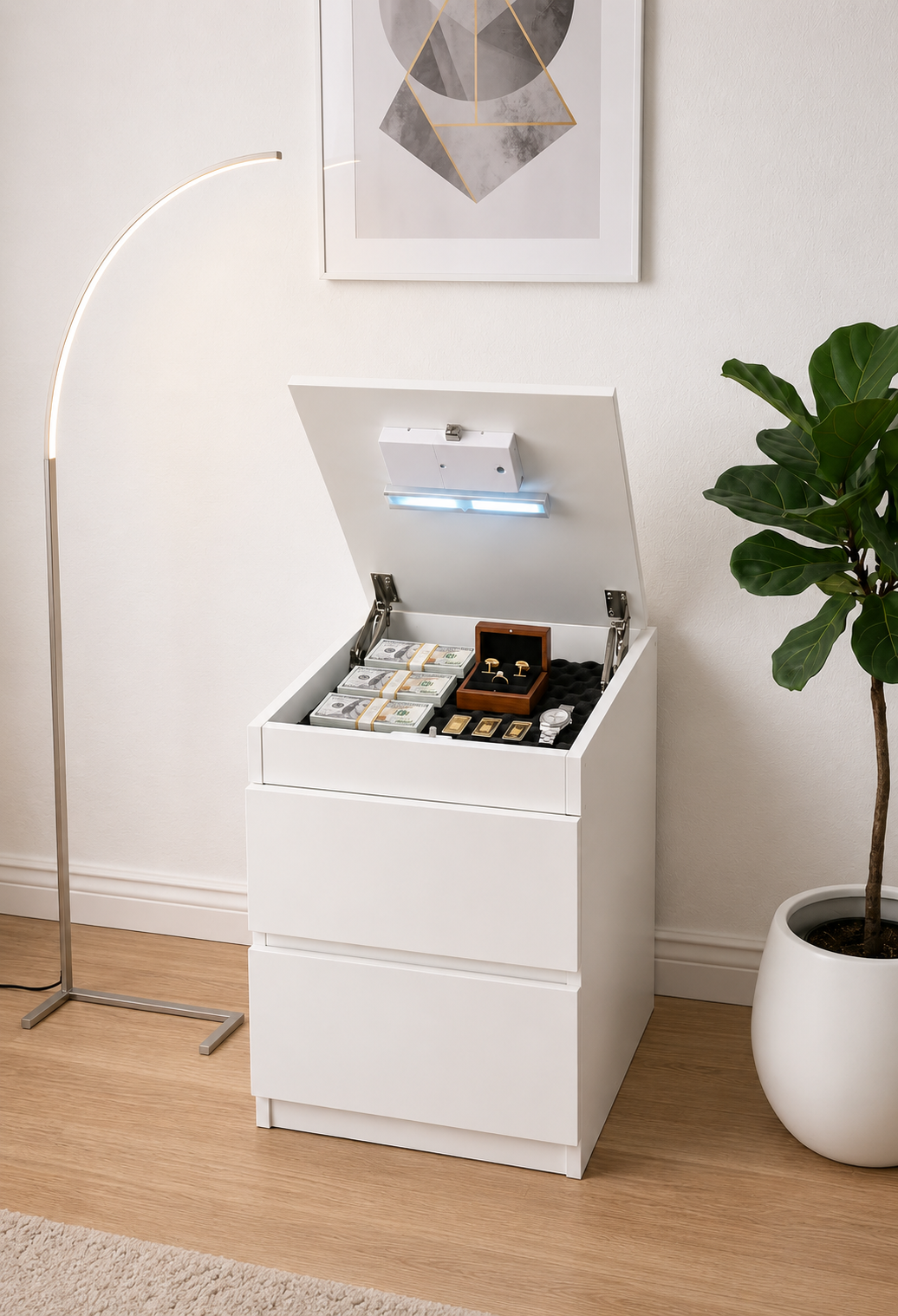 Hide Zone™ Modern Nightstand with Hidden Security Drawer