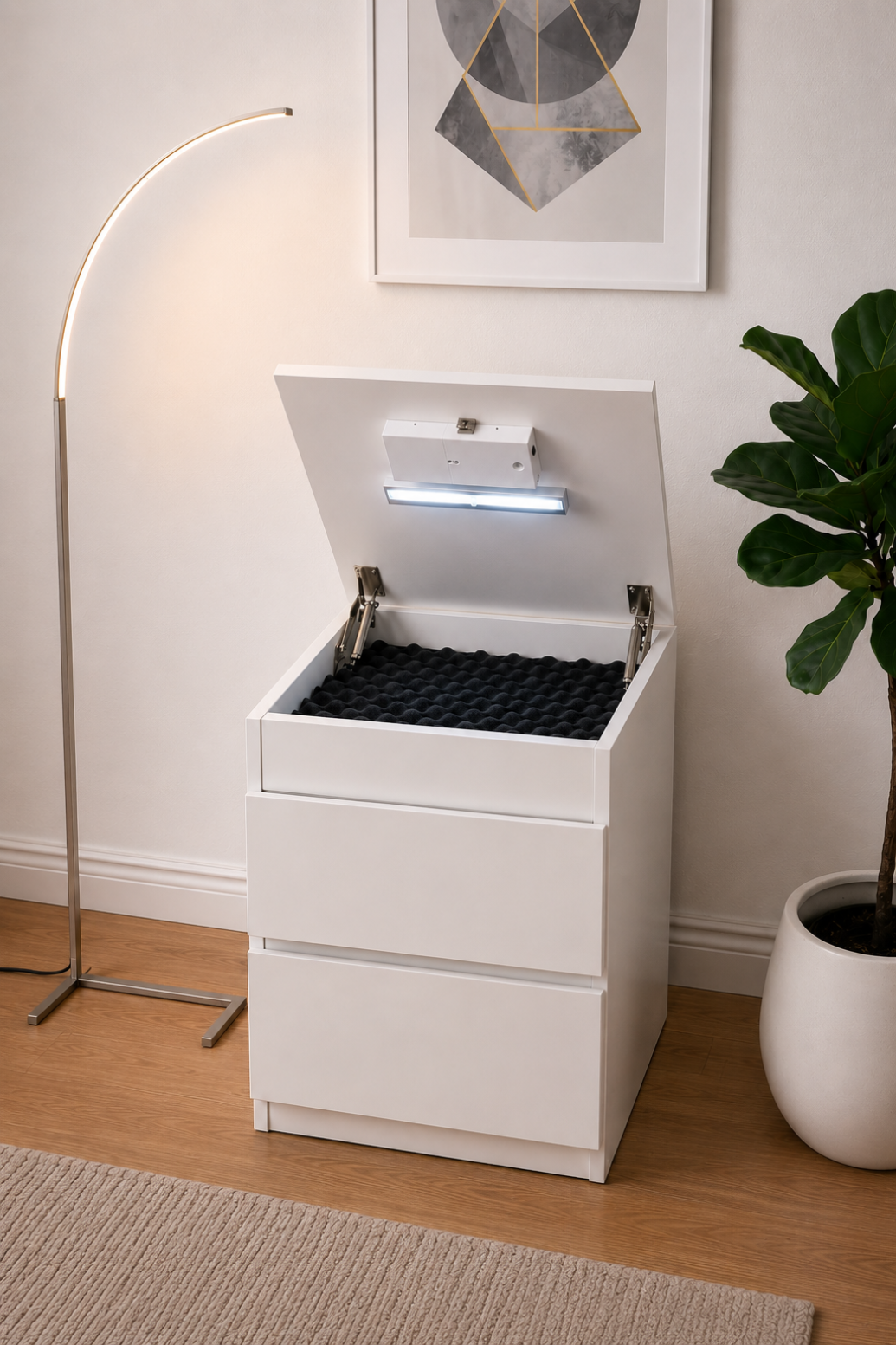 Hide Zone™ Modern Nightstand with Hidden Security Drawer