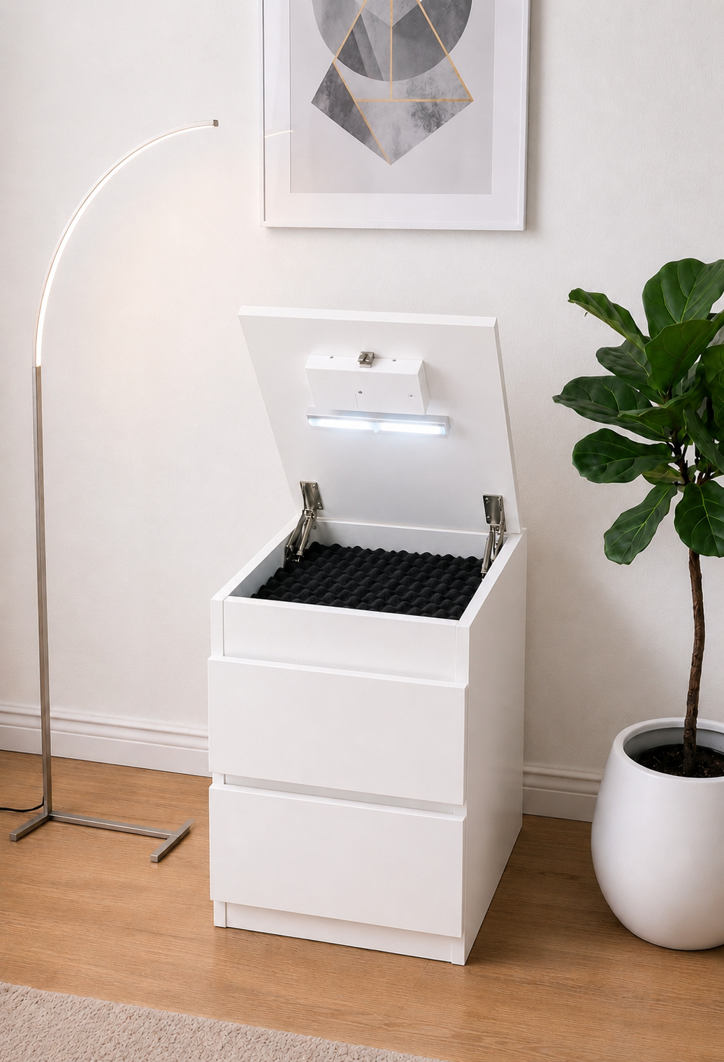 Hide Zone™ Modern Nightstand with Hidden Security Drawer