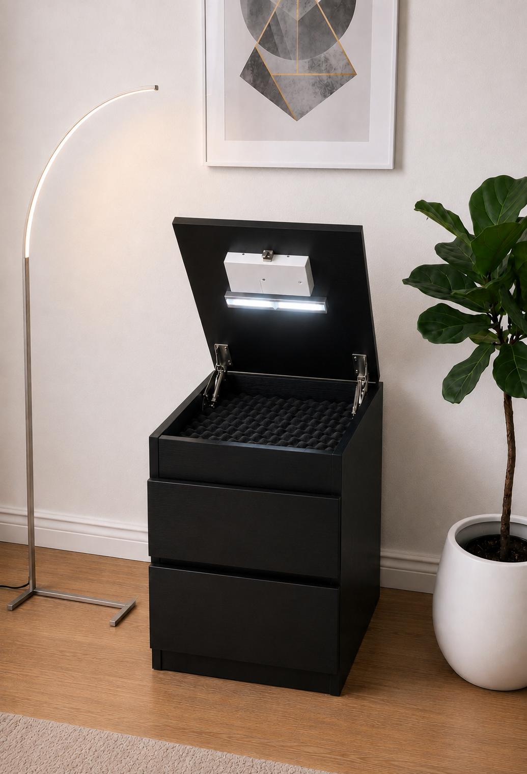 Hide Zone™ Modern Nightstand with Hidden Security Drawer