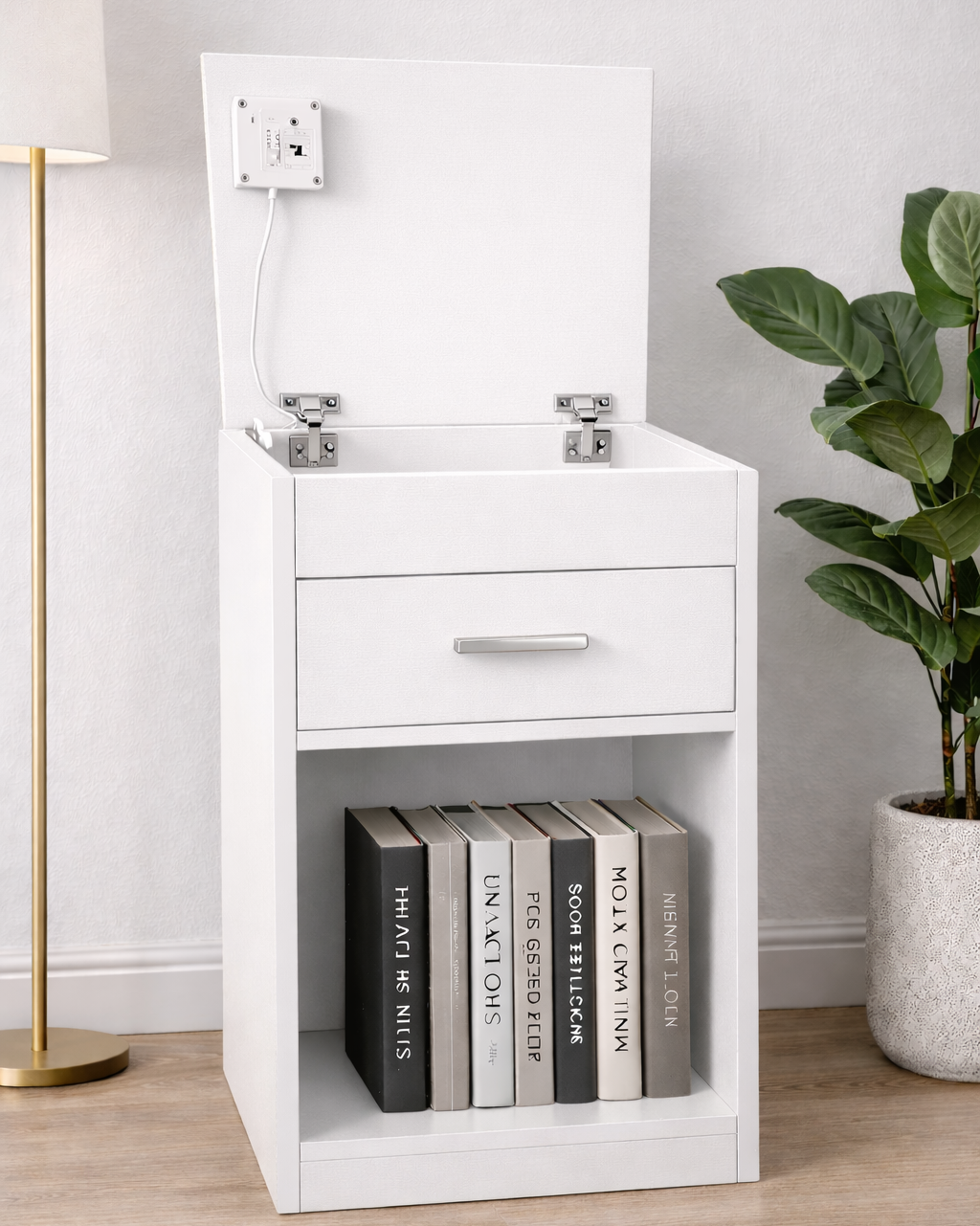 Hide Zone™ Modern Bedside Table with Secret Security Compartment