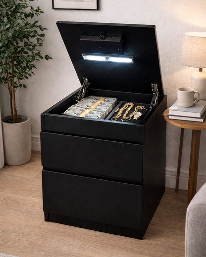 Hide Zone™ Modern Nightstand with Hidden Security Drawer