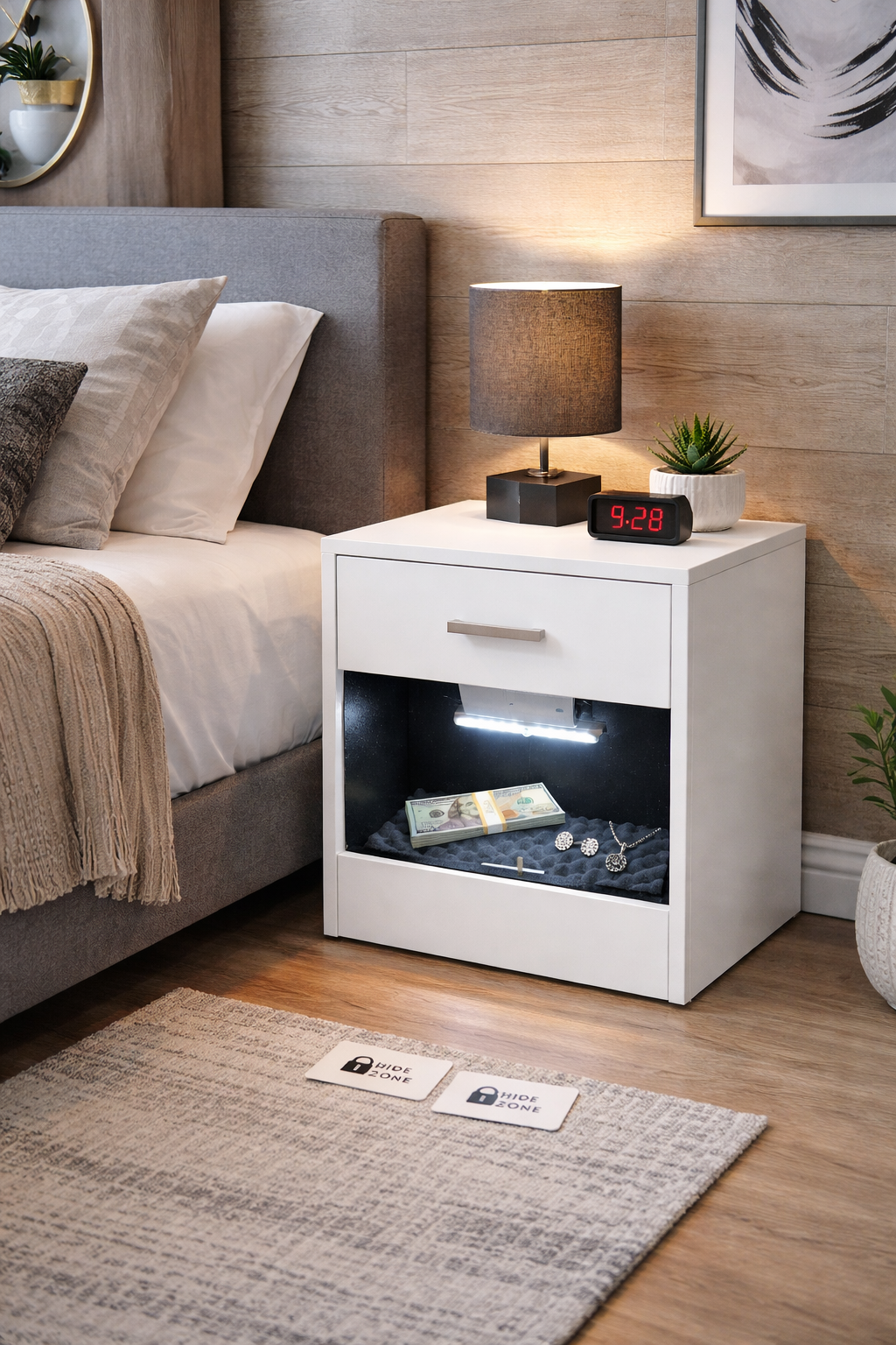 Hide Zone™ Secret Storage Nightstand with Hidden Compartment