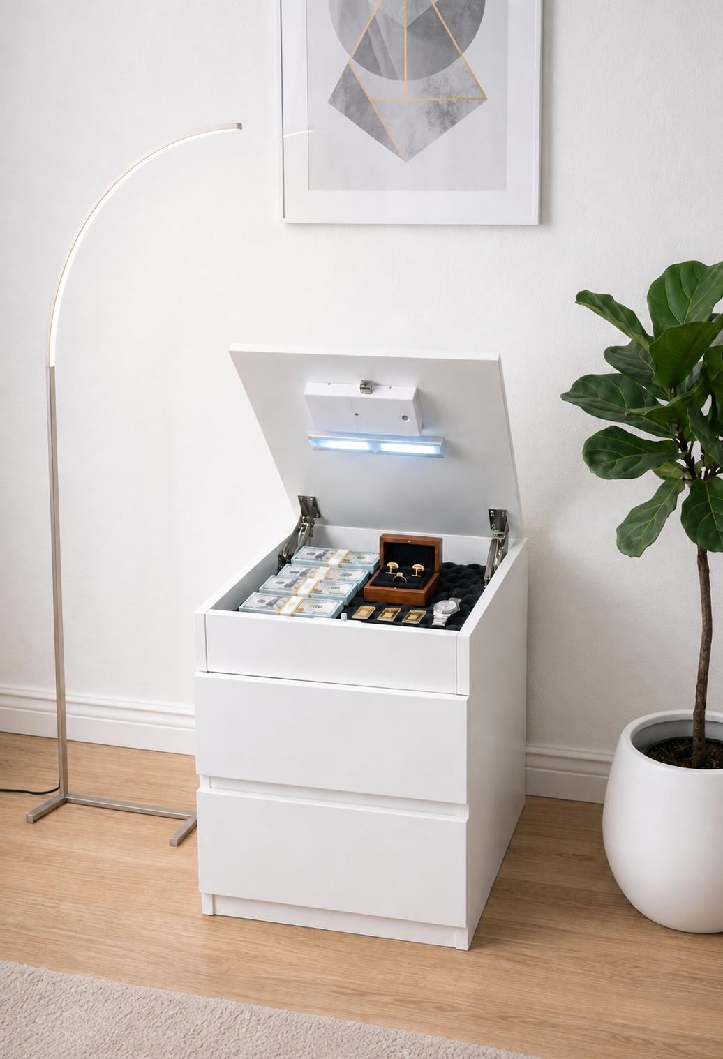 Hide Zone™ Modern Nightstand with Hidden Security Drawer