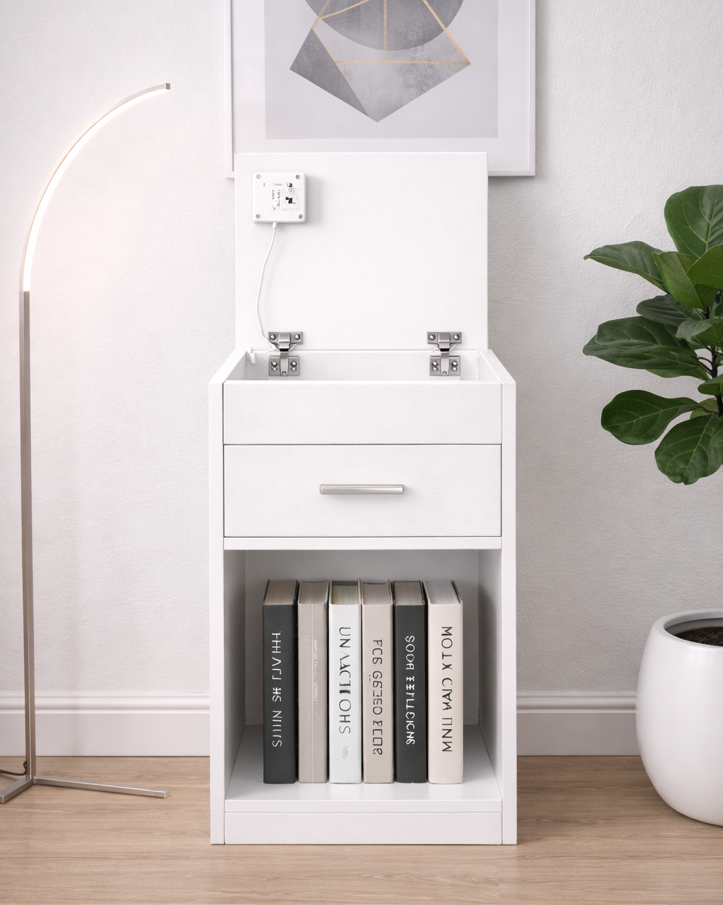 Hide Zone™ Modern Bedside Table with Secret Security Compartment